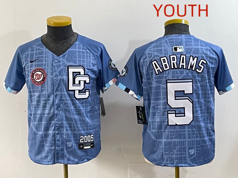 Youth 2025 Washington Nationals #5 Abrams Blue Joint Name Nike MLB Jersey style 9